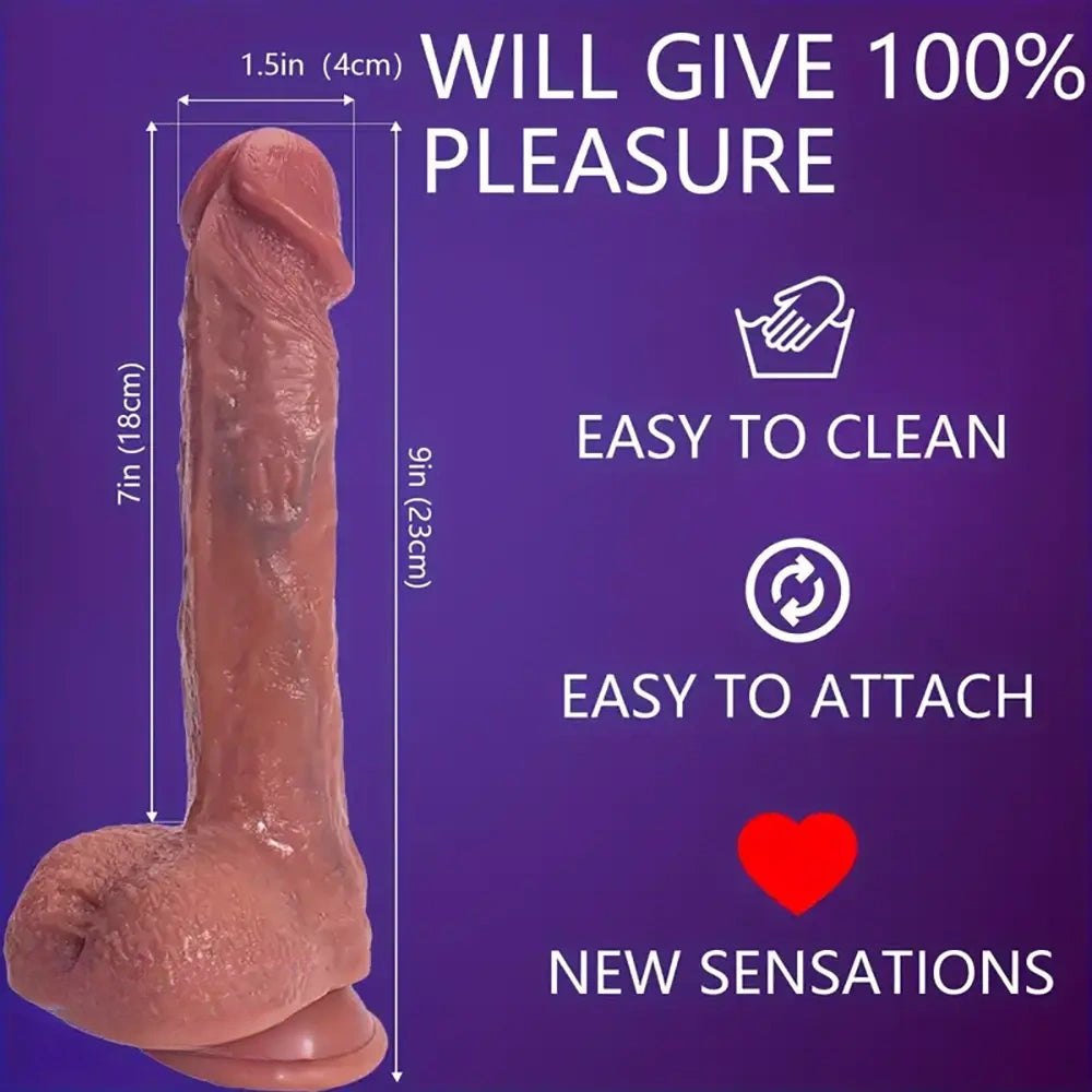 Vibrating Thrusting Dildo 9 in - Silicone Vibrating Dildo