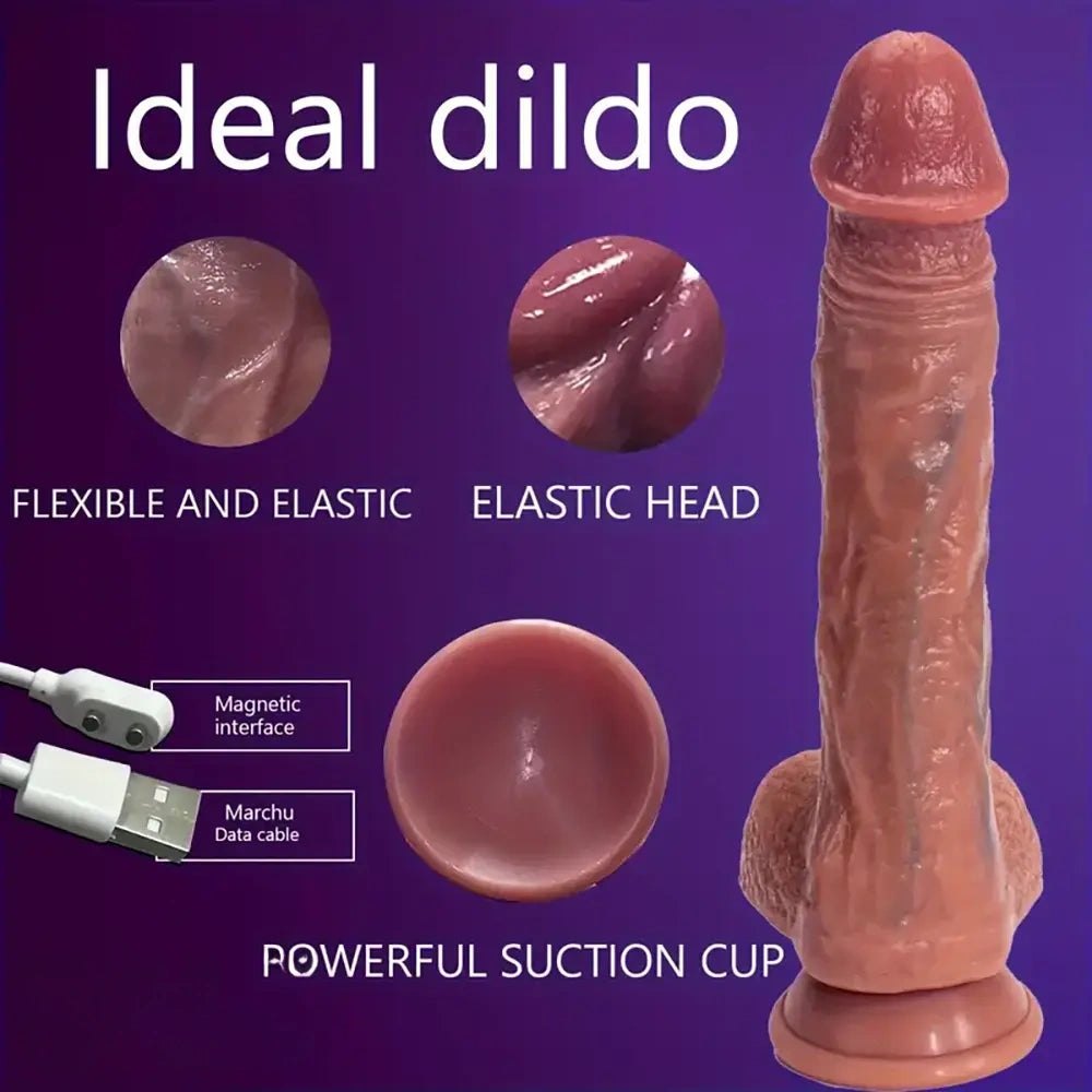 Vibrating Thrusting Dildo 9 in - Silicone Vibrating Dildo