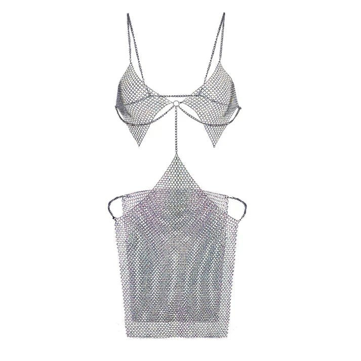 Silver Lace Bralette - Bra and Panty Set