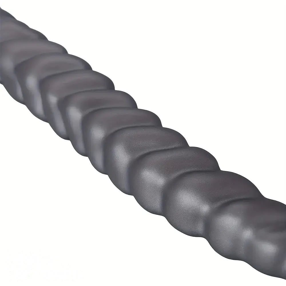 Silver Ribbed Spiral Dildo - Giant Silicone Dildo