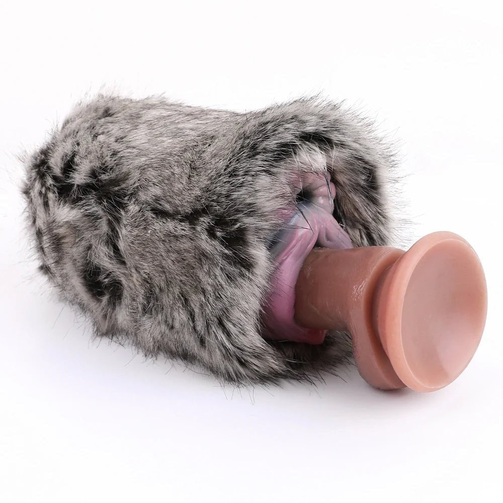 Silver Spotted Fur Masturbator - Furry Male Masturbator Toy