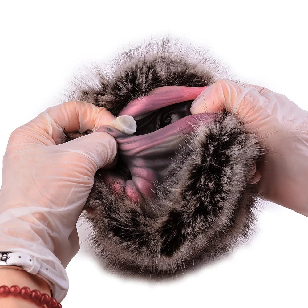 Silver Spotted Fur Masturbator - Furry Male Masturbator Toy