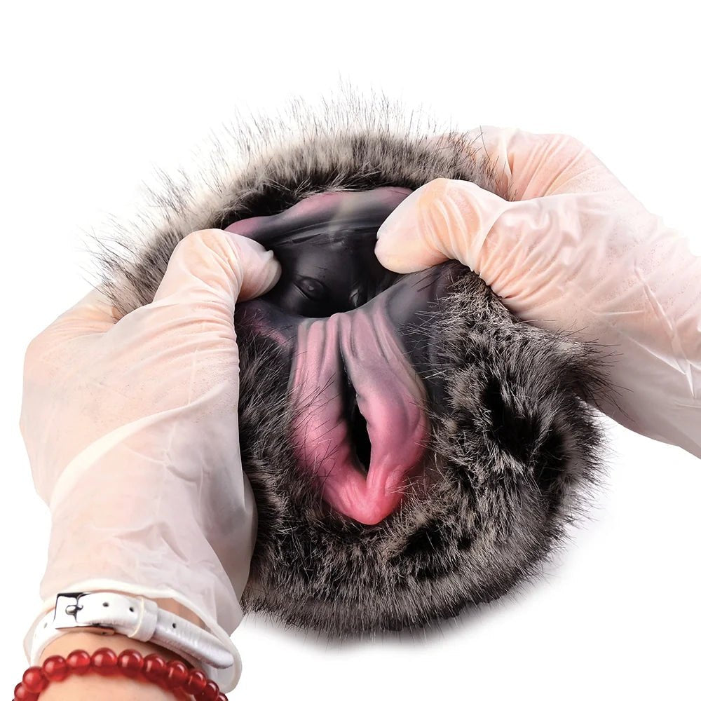 Silver Spotted Fur Masturbator - Furry Male Masturbator Toy