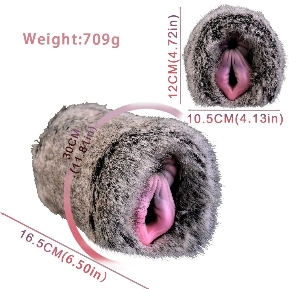Silver Spotted Fur Masturbator - Furry Male Masturbator Toy