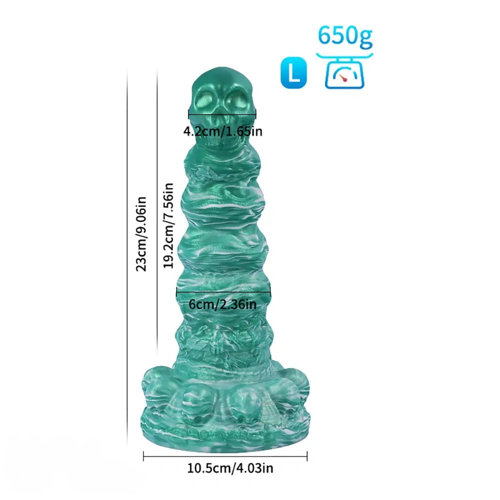 Skull Totem Silicone Fantasy Dildo - Textured Monster Dildo