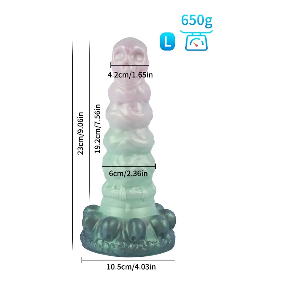 Skull Totem Silicone Fantasy Dildo - Textured Monster Dildo