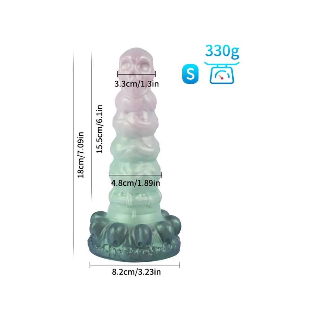 Skull Totem Silicone Fantasy Dildo - Textured Monster Dildo