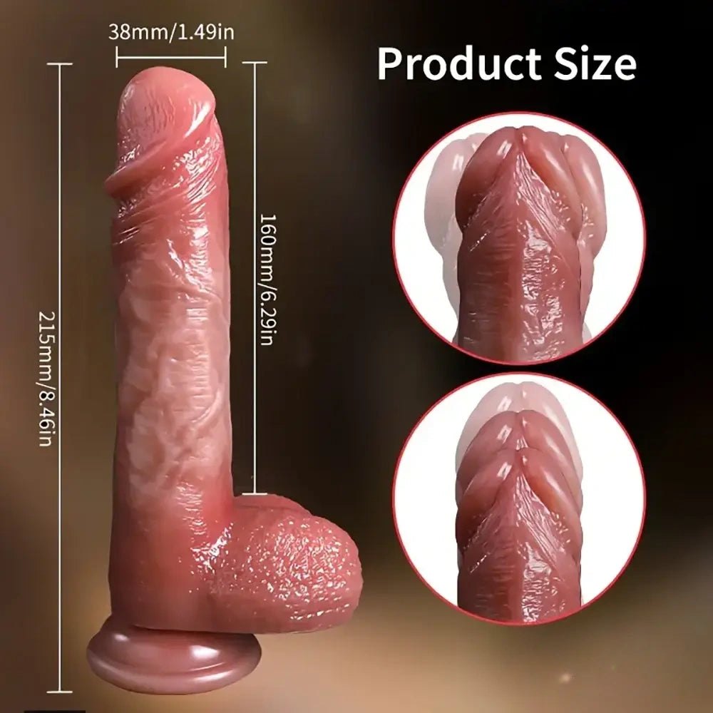 Sliding Foreskin Dildo 8.46 in - Vibrating Uncut Dildo