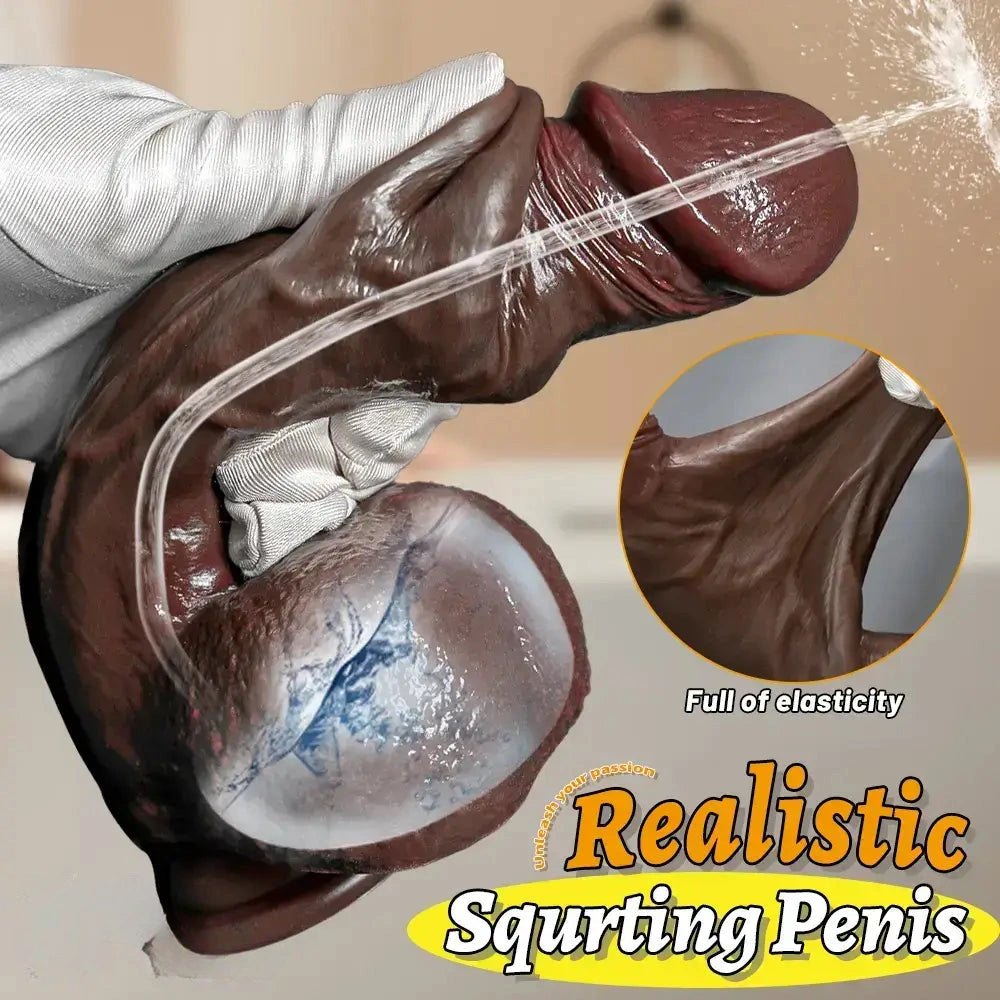 Sliding Skin Squirting Dildo 8.46 in - Couples Toy