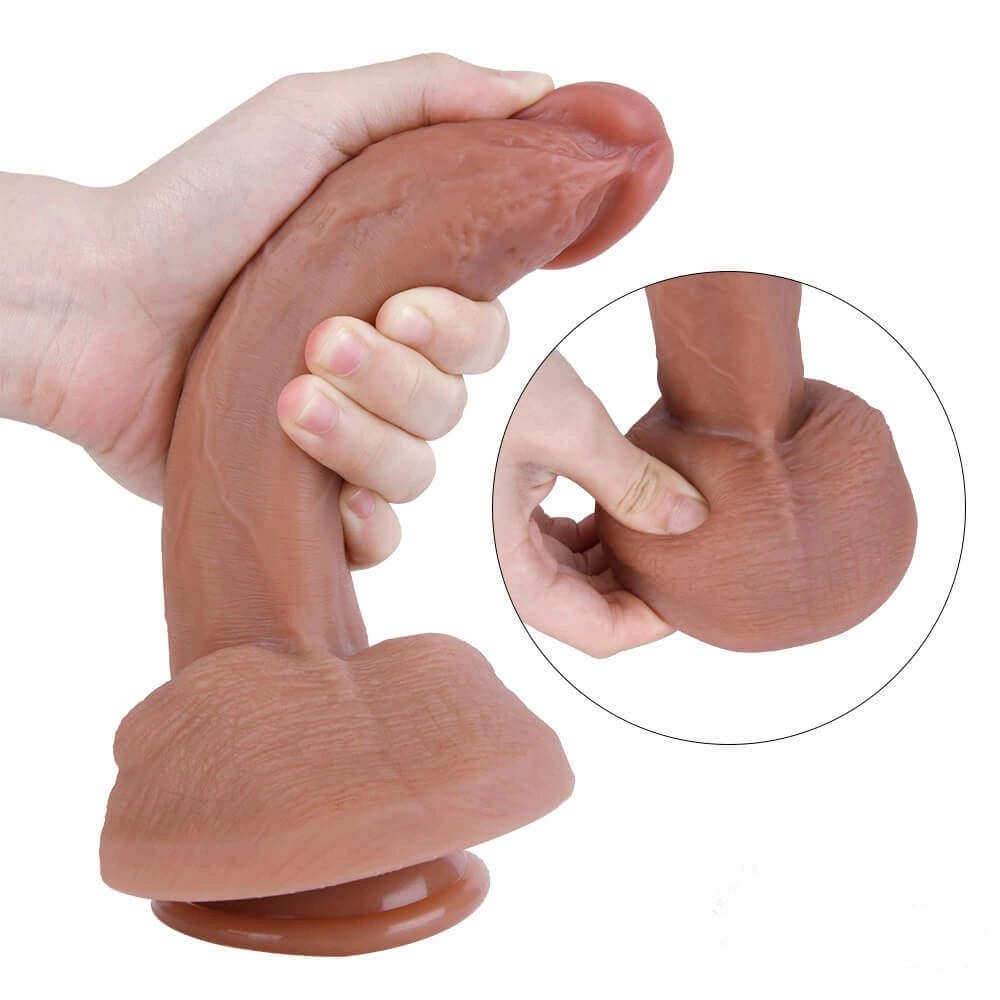 Sliding Vein Suction Dildo - Realistic Suction Cup Dildo