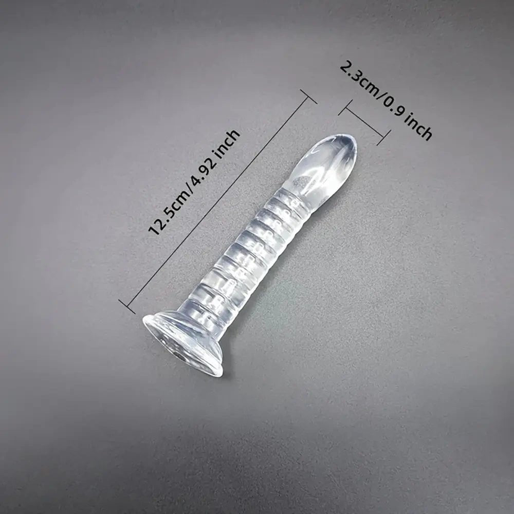 Slim Crystal Clear Dildo - Spiral Ribbed PVC Dildo