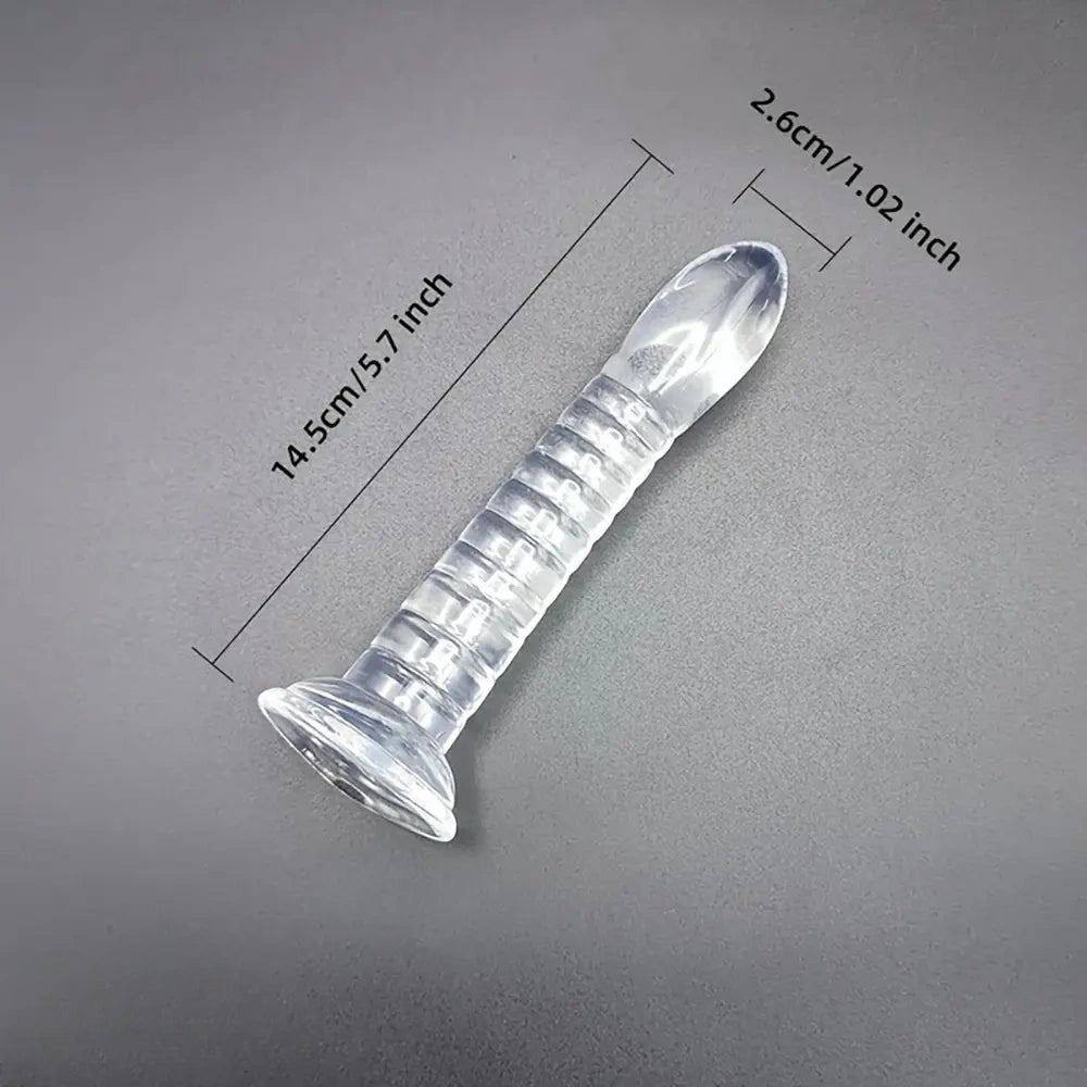 Slim Crystal Clear Dildo - Spiral Ribbed PVC Dildo