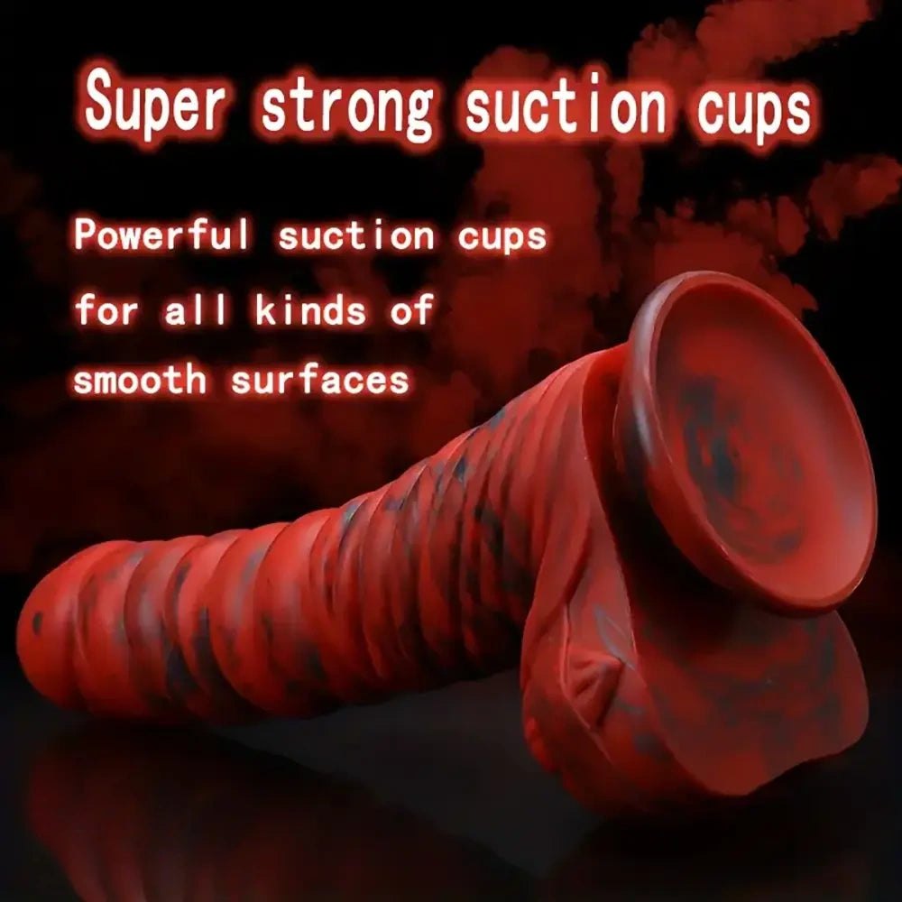 Speckled Coil Fantasy Dildo - Red Silicone Fantasy Dildo