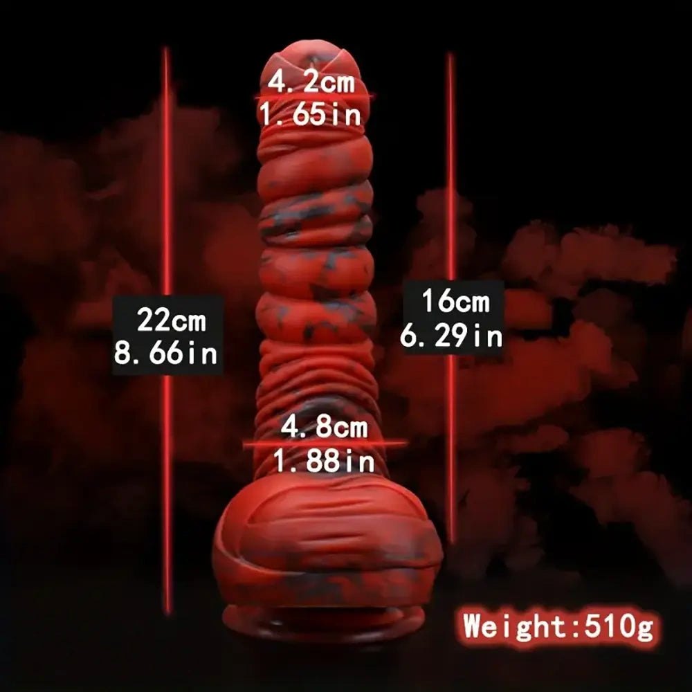 Speckled Coil Fantasy Dildo - Red Silicone Fantasy Dildo