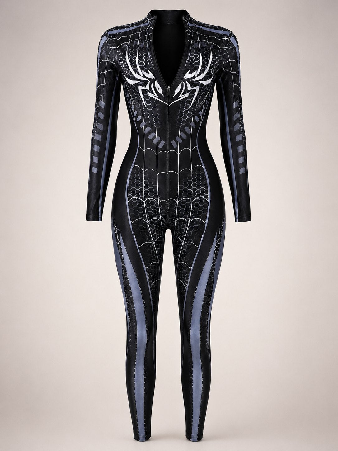 Spider Print Zipper Crotch Bodysuit - Lingerie Bodysuit for Women