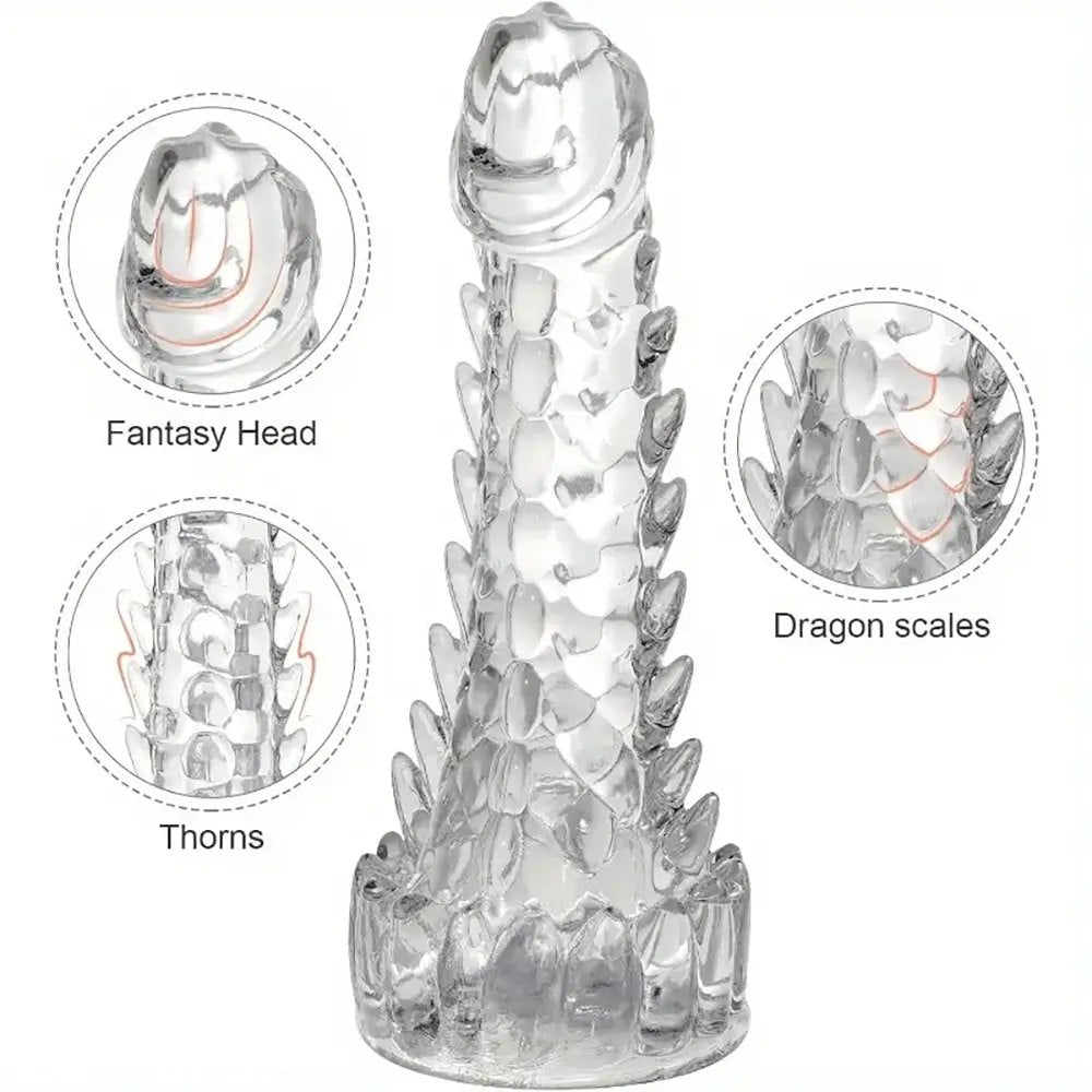 Spiked Dragon Fantasy Dildo - Clear TPE Monster Dildo