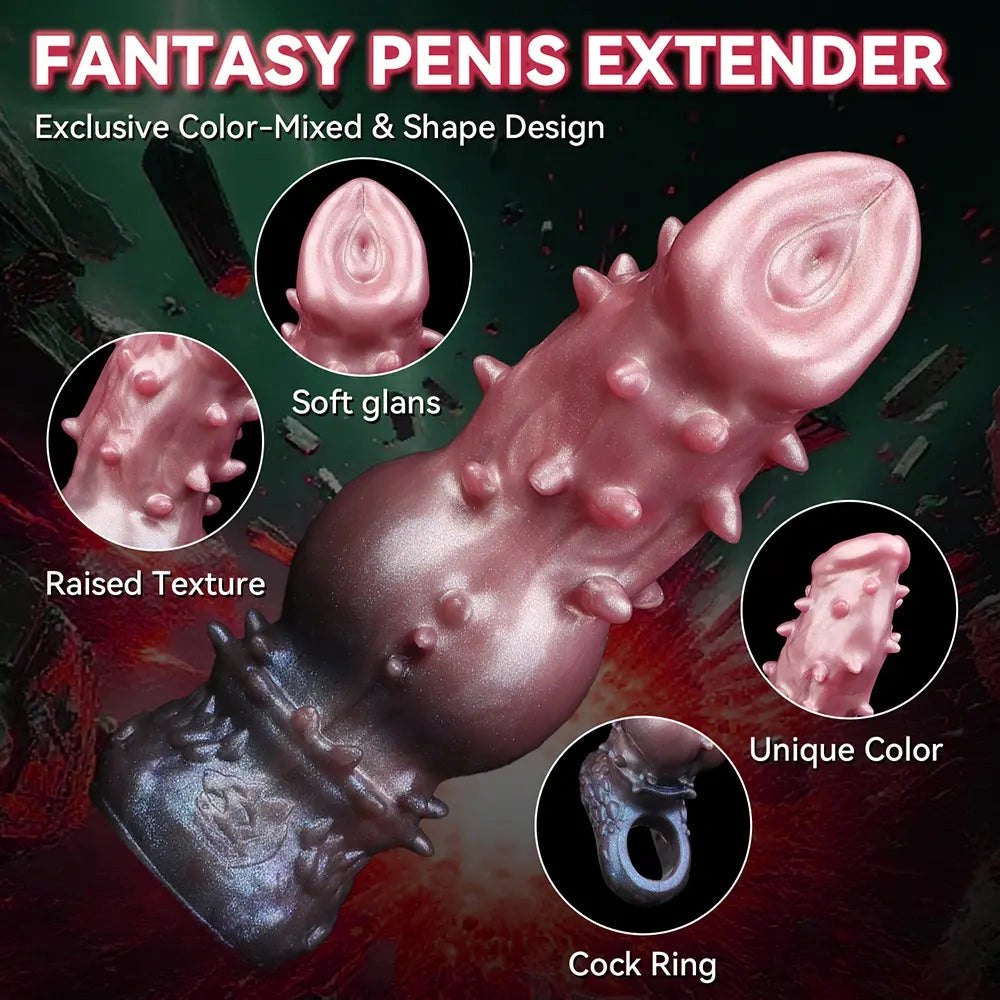 Spiked Fantasy Dildo, Bulbous Shaft - Textured Silicone Toy