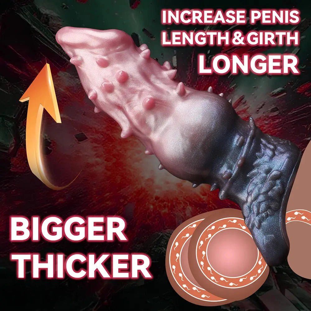 Spiked Fantasy Dildo, Bulbous Shaft - Textured Silicone Toy