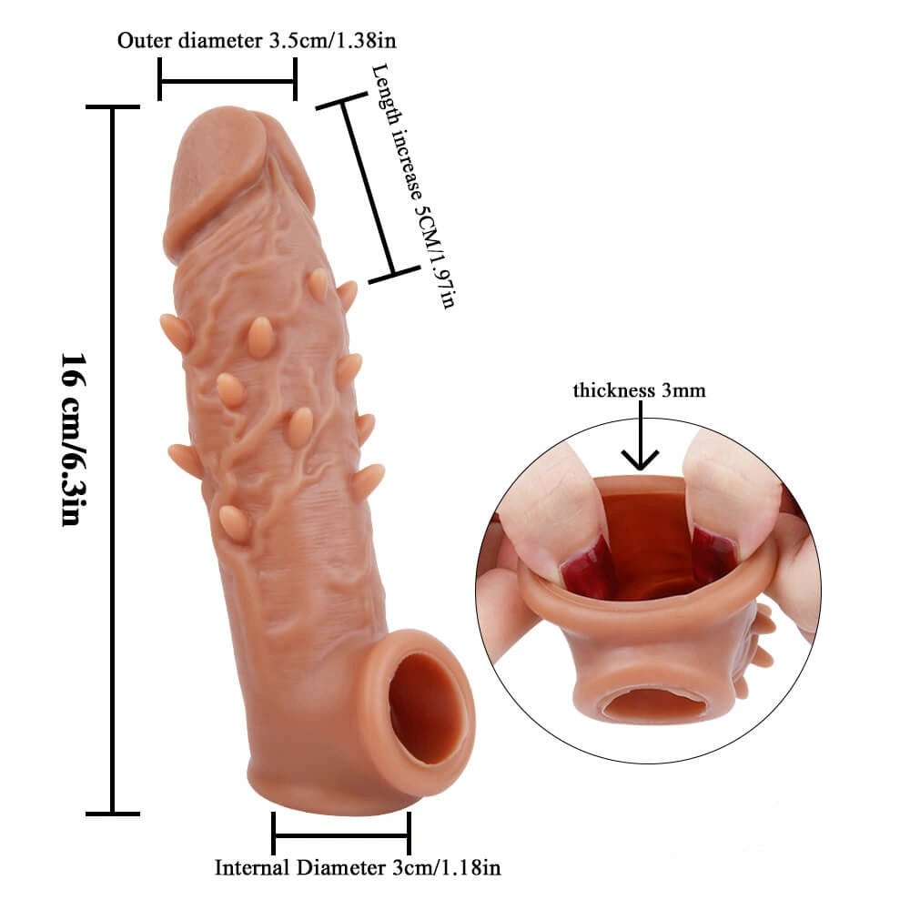 Spiked Penis Extension Sleeve - Liquid Silicone Sleeve