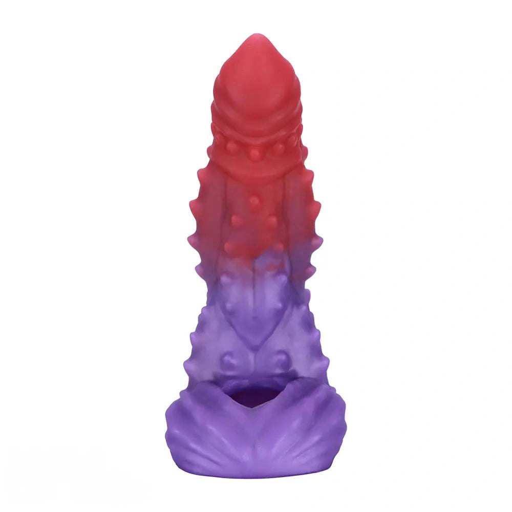 Spiked Ombre Fantasy Dildo - Red Purple Fantasy Suction Dildo