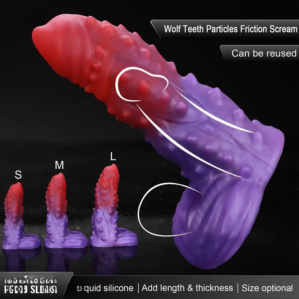 Spiked Ombre Fantasy Dildo - Red Purple Fantasy Suction Dildo