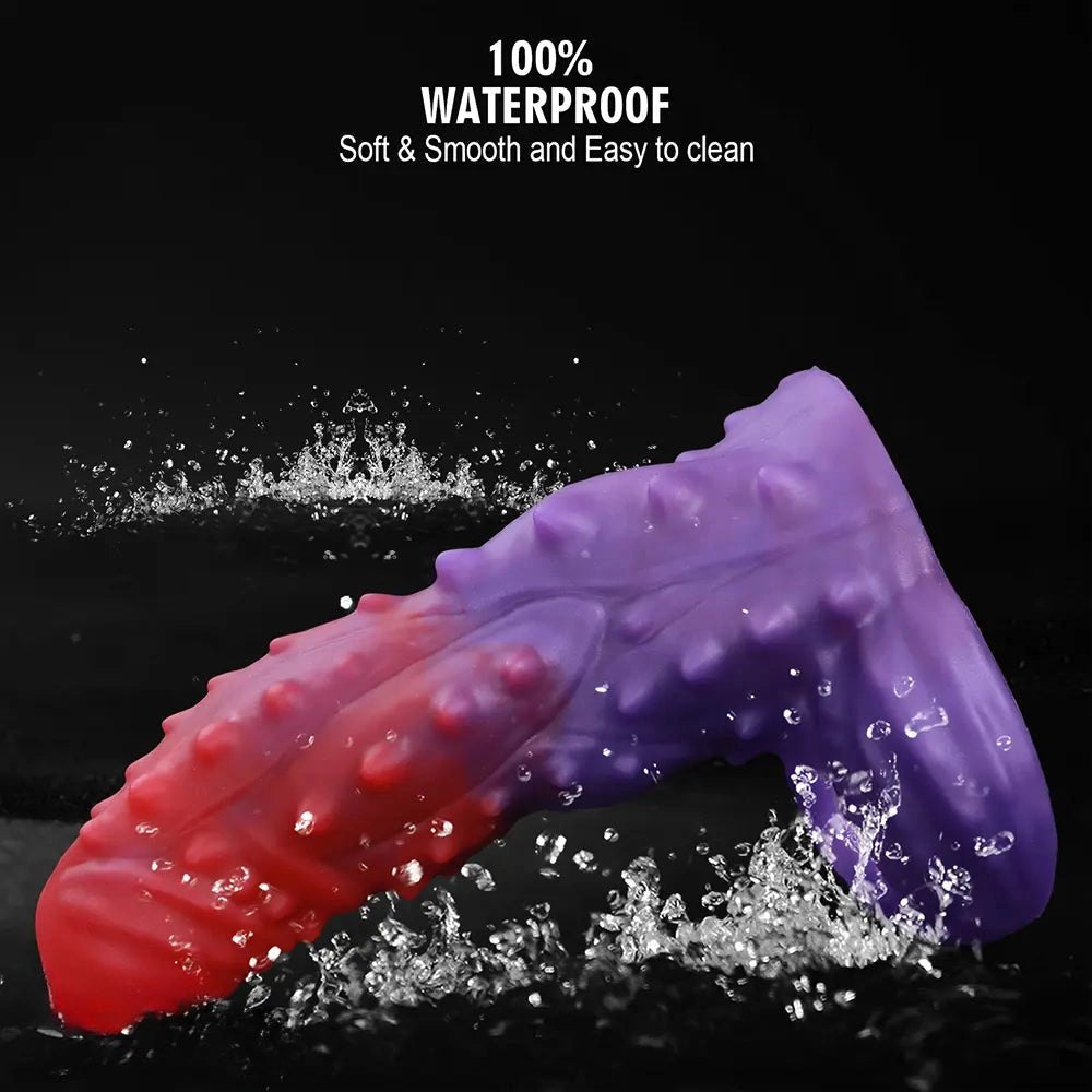 Spiked Ombre Fantasy Dildo - Red Purple Fantasy Suction Dildo