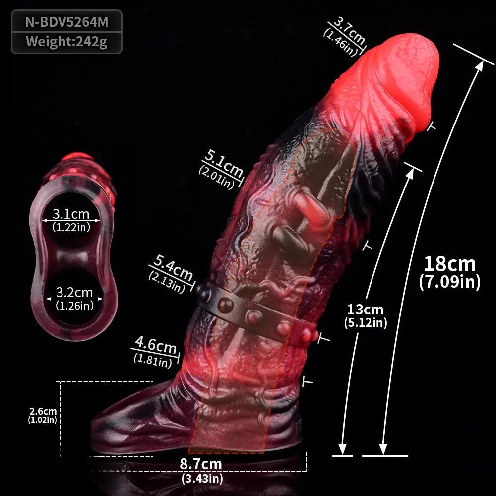 Spiked Vibrating Cock Sleeve - Hollow Silicone Sleeve
