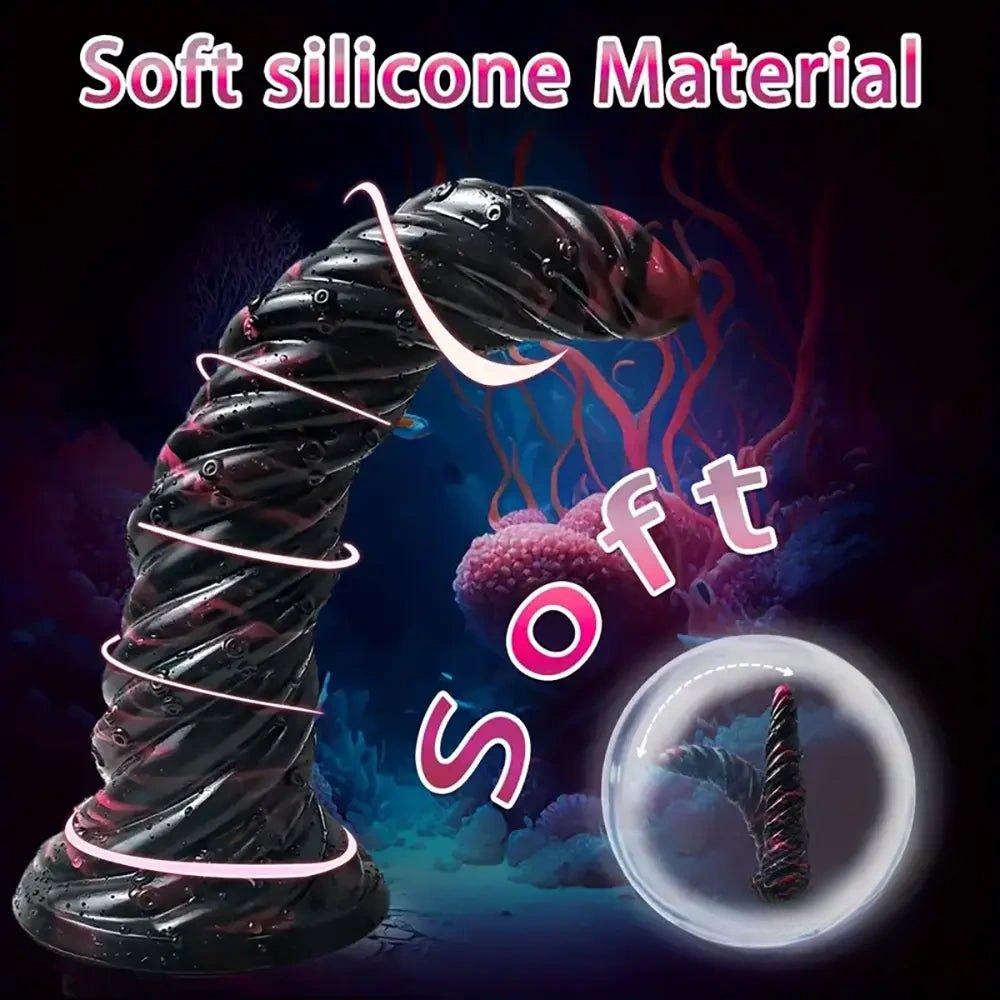 Spiral Fantasy Dildo 9.8in - Silicone Twisted Anal Dildo