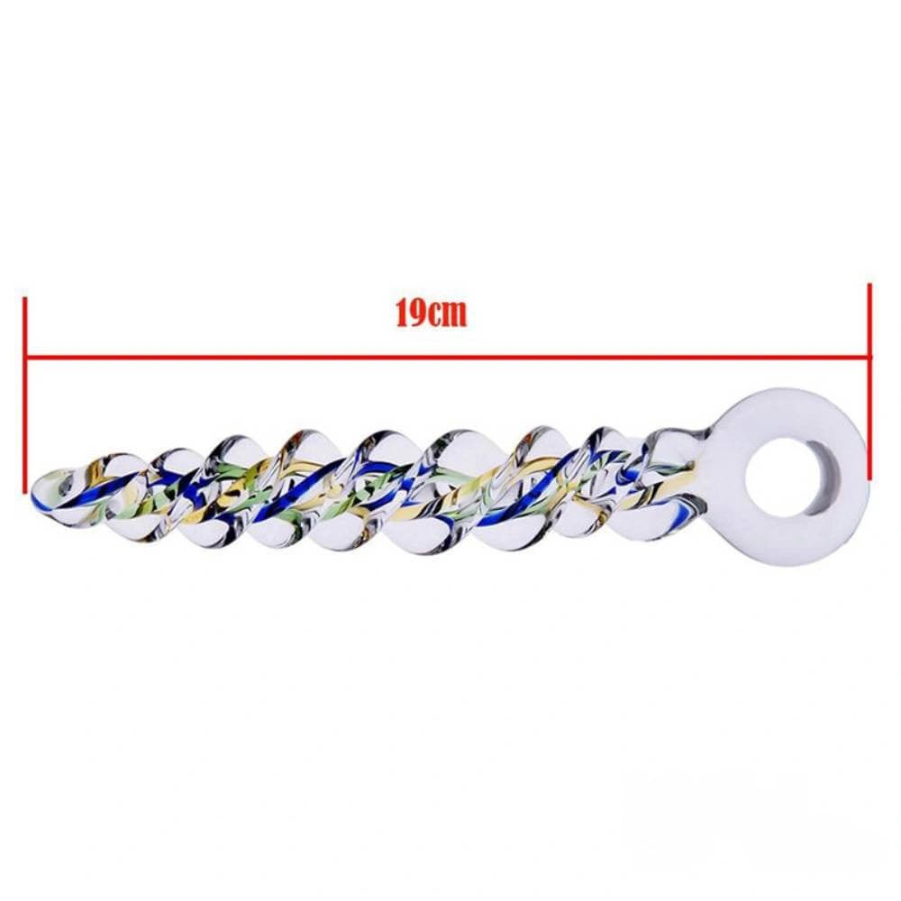 Spiral Glass Dildo 7.48 in - Glass Dildo With Handle