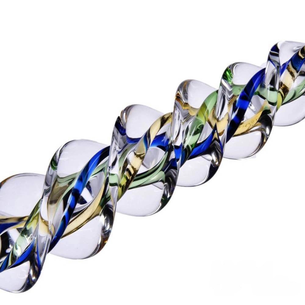Spiral Glass Dildo 7.48 in - Glass Dildo With Handle