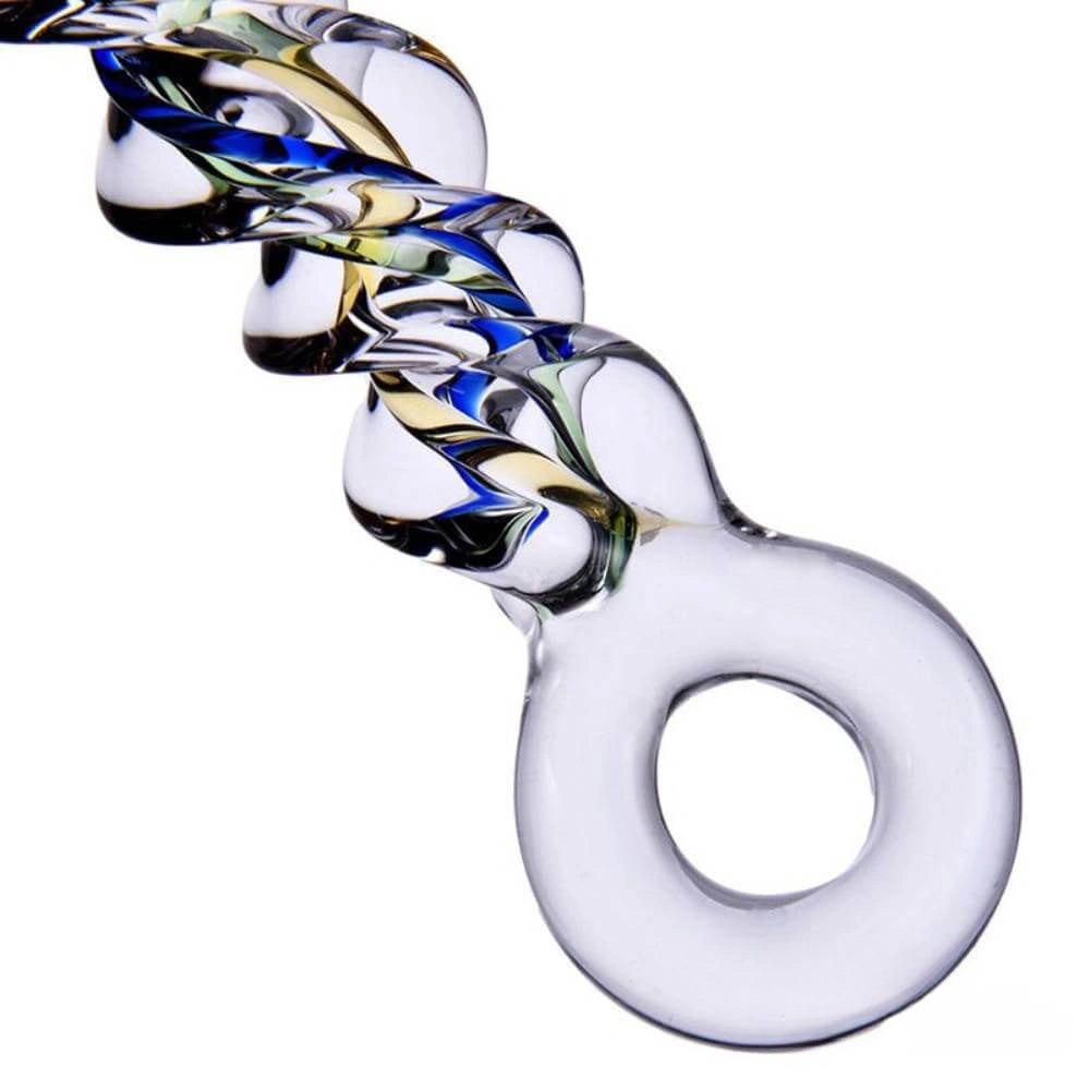 Spiral Glass Dildo 7.48 in - Glass Dildo With Handle