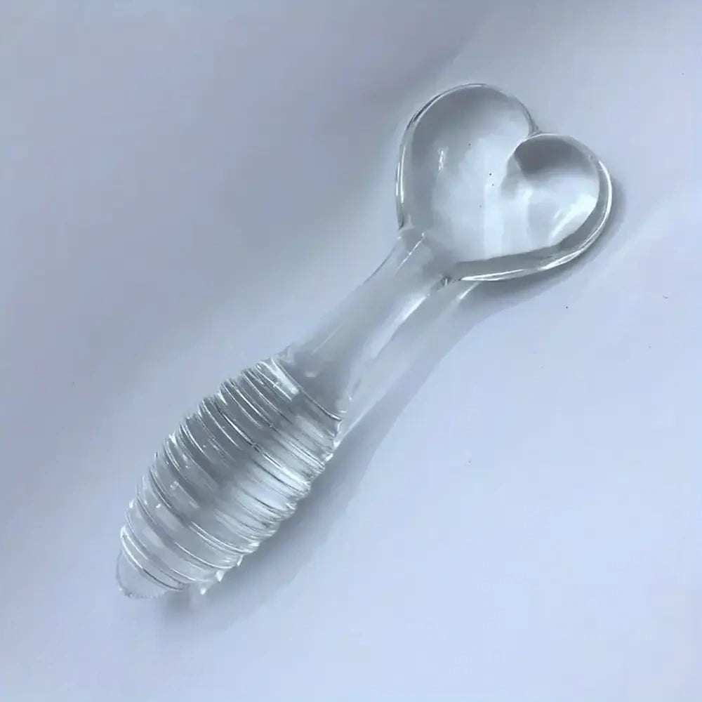 Spiral Glass Dildo Heart Base 5.11 in - Glass Dildo