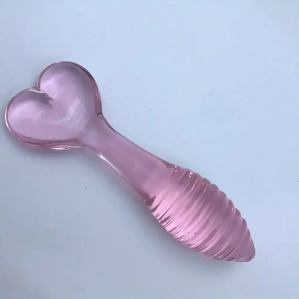 Spiral Glass Dildo Heart Base 5.11 in - Glass Dildo
