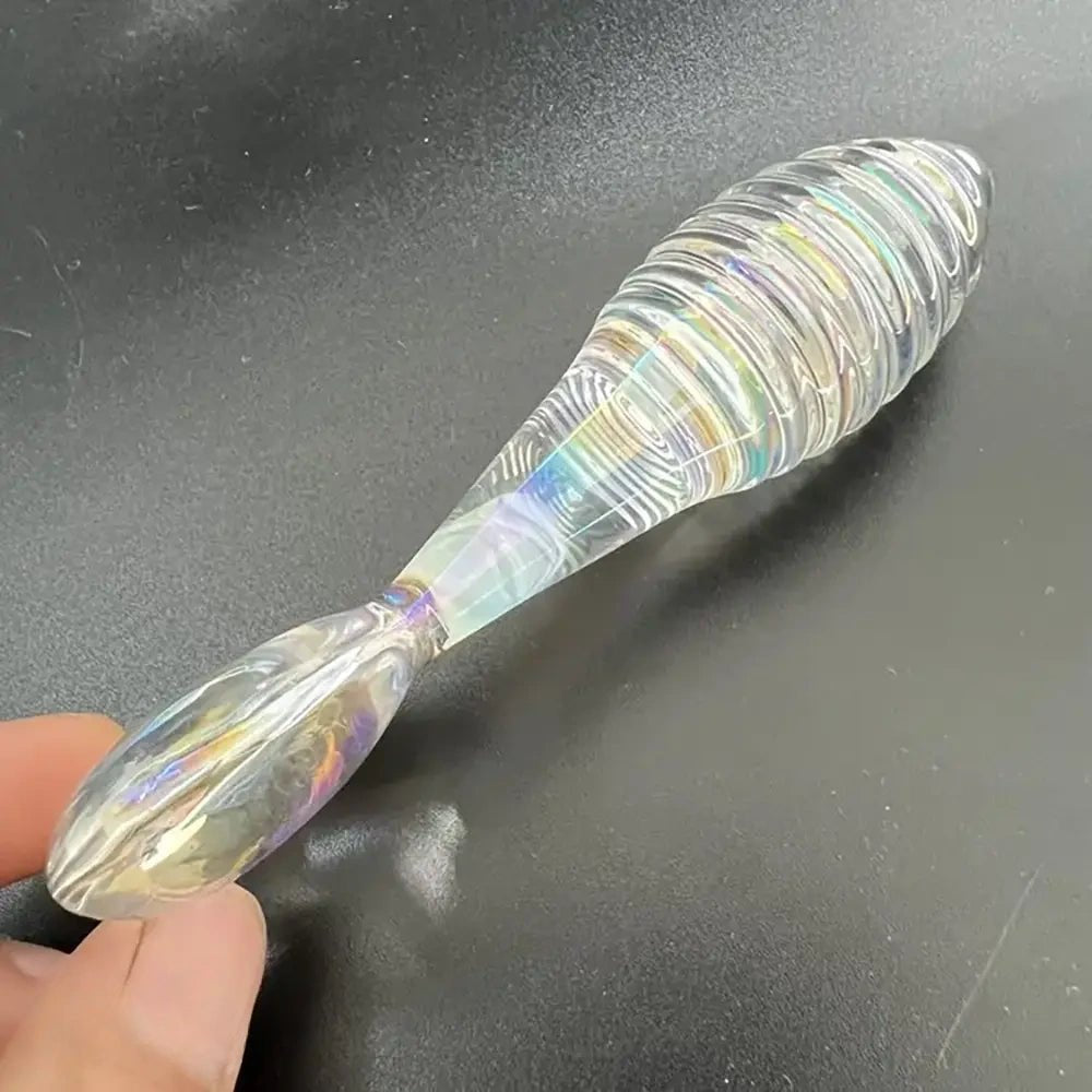 Spiral Glass Dildo Heart Base 5.11 in - Glass Dildo