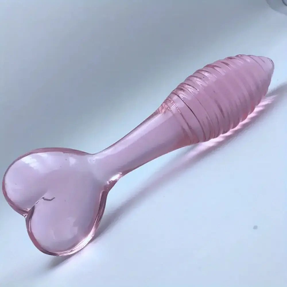 Spiral Glass Dildo Heart Base 5.11 in - Glass Dildo
