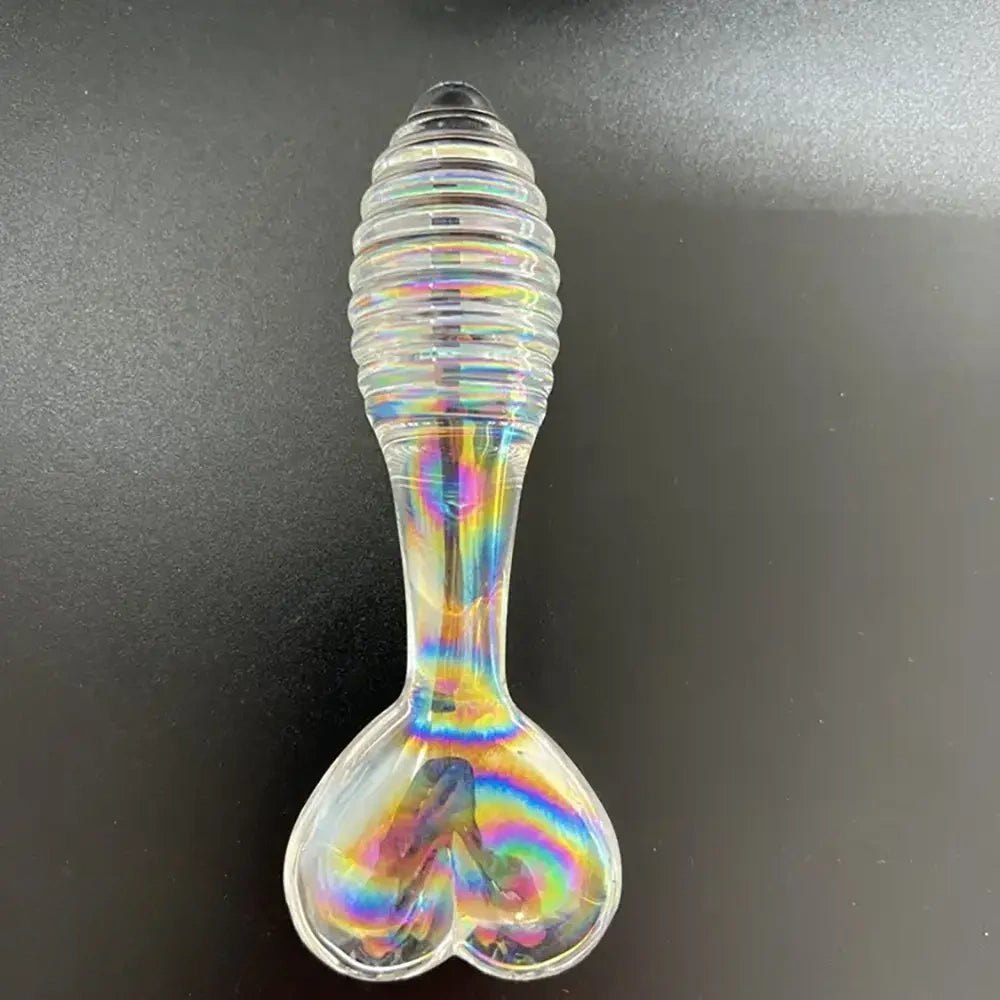 Spiral Glass Dildo Heart Base 5.11 in - Glass Dildo