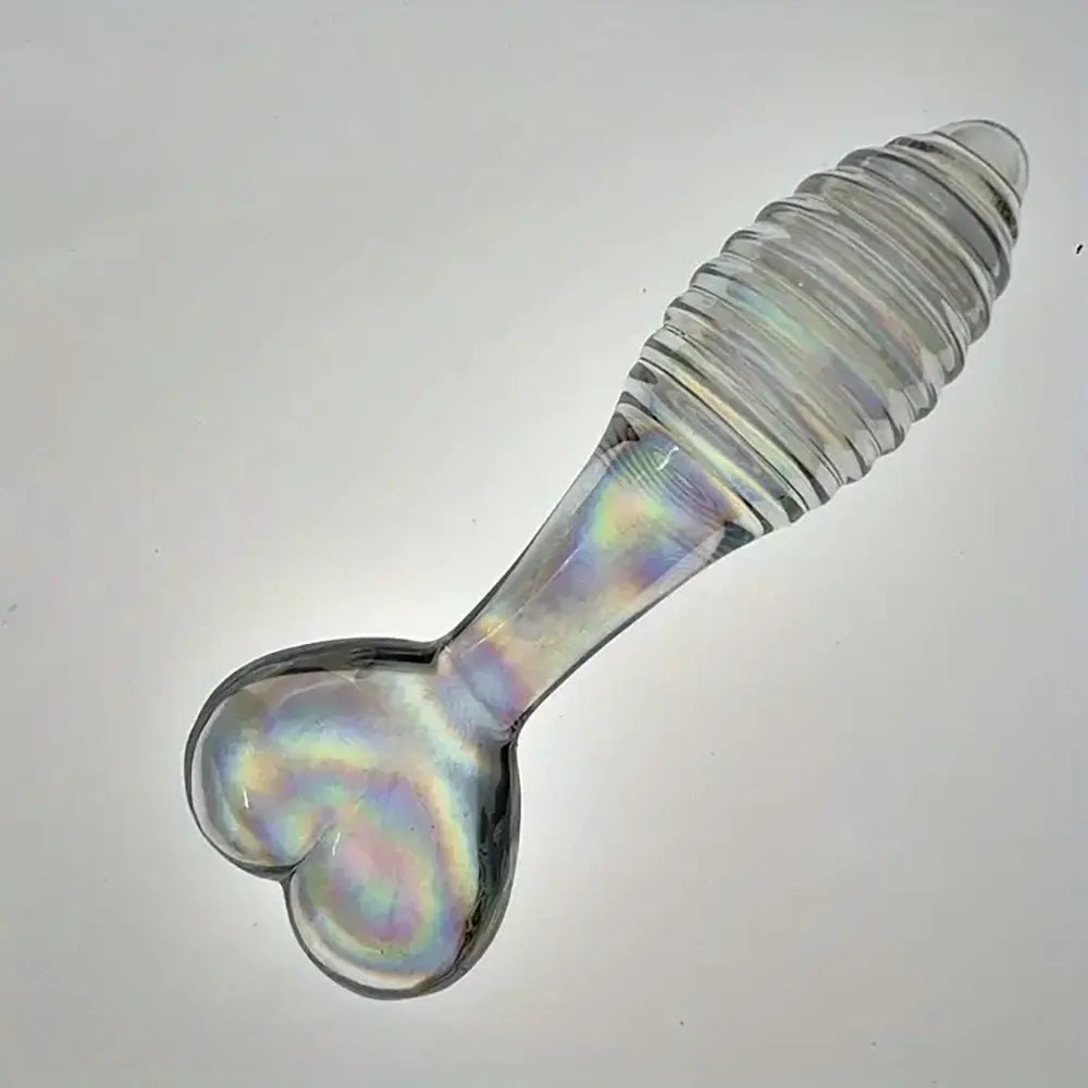 Spiral Glass Dildo Heart Base 5.11 in - Glass Dildo