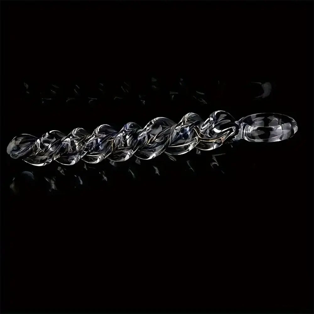 Spiral Glass Dildo 8.66in - Glass Dildo with Ring Handle