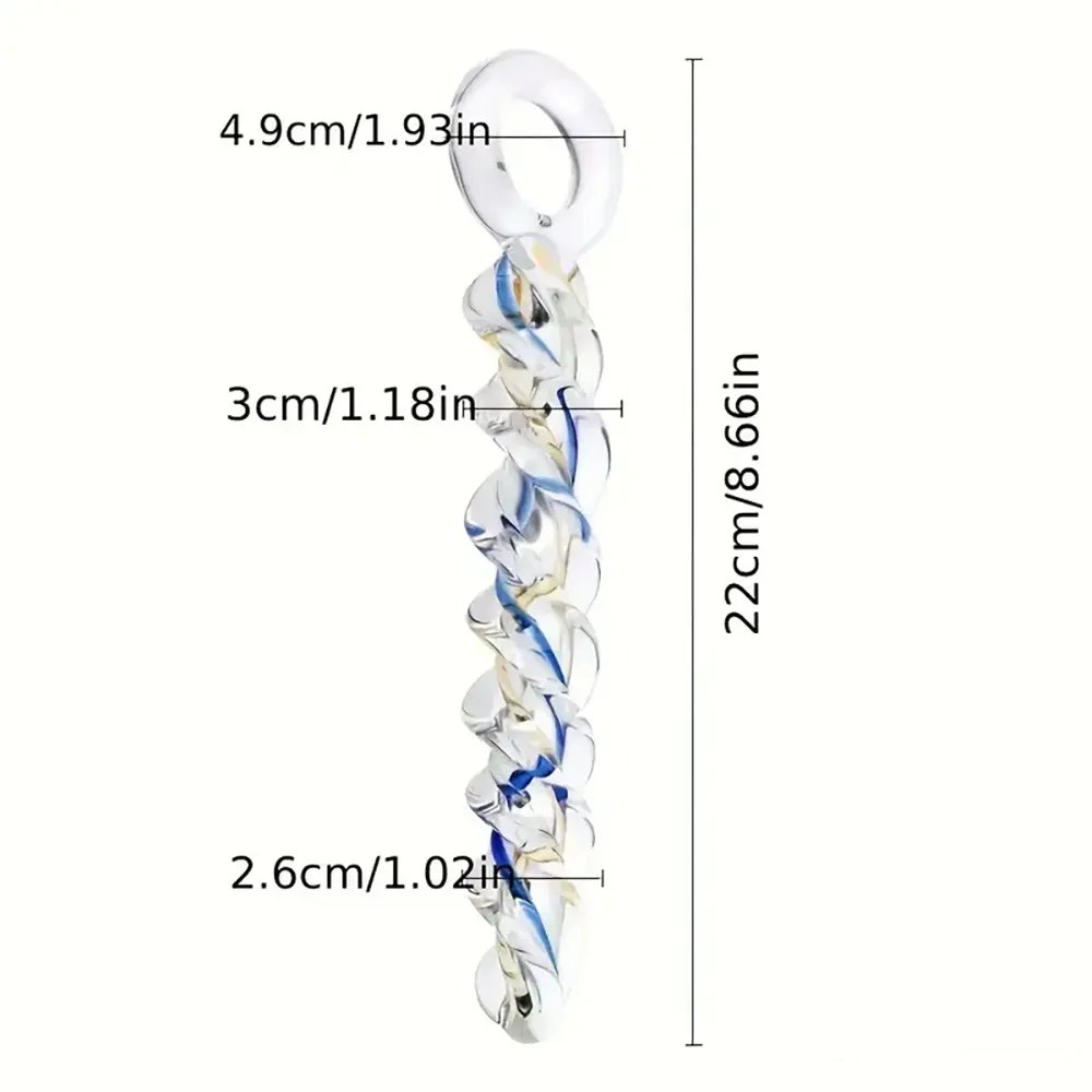 Spiral Glass Dildo 8.66in - Glass Dildo with Ring Handle