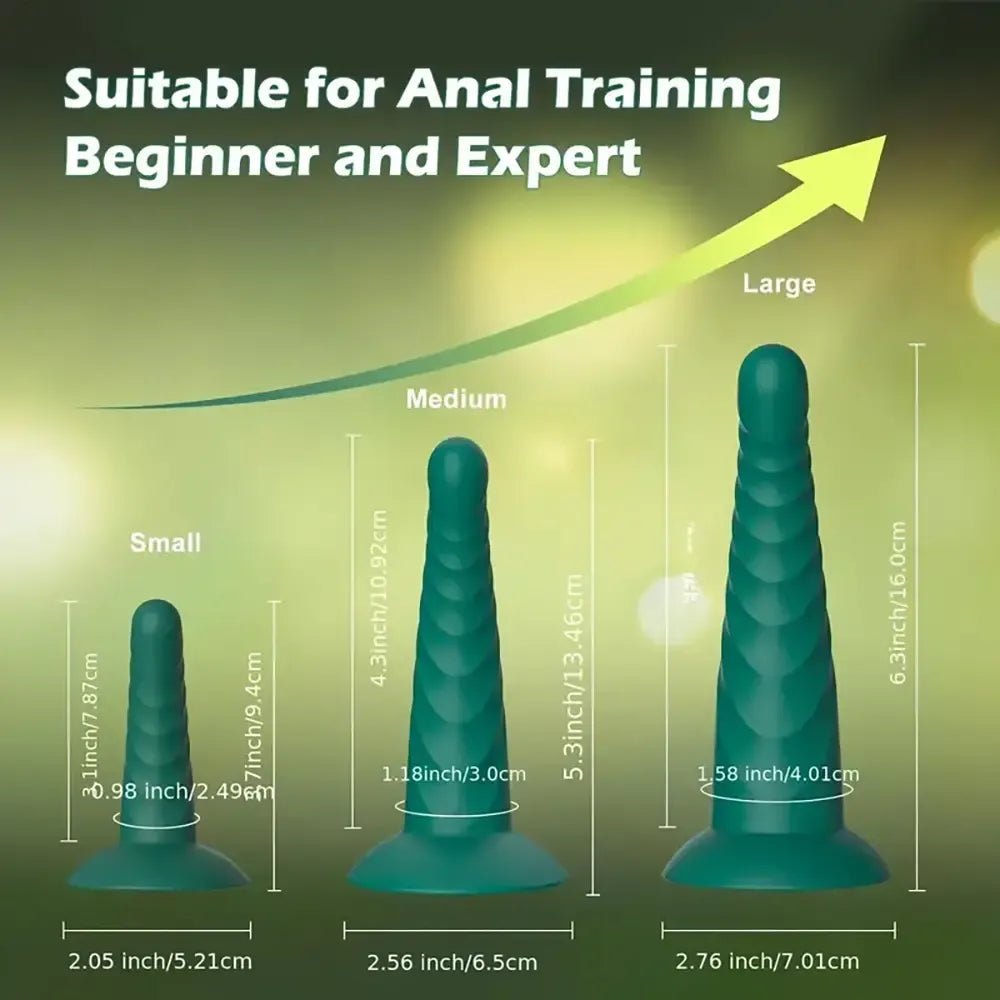 Spiral Ribbed Silicone Anal Dildo - Beginner Anal Toy