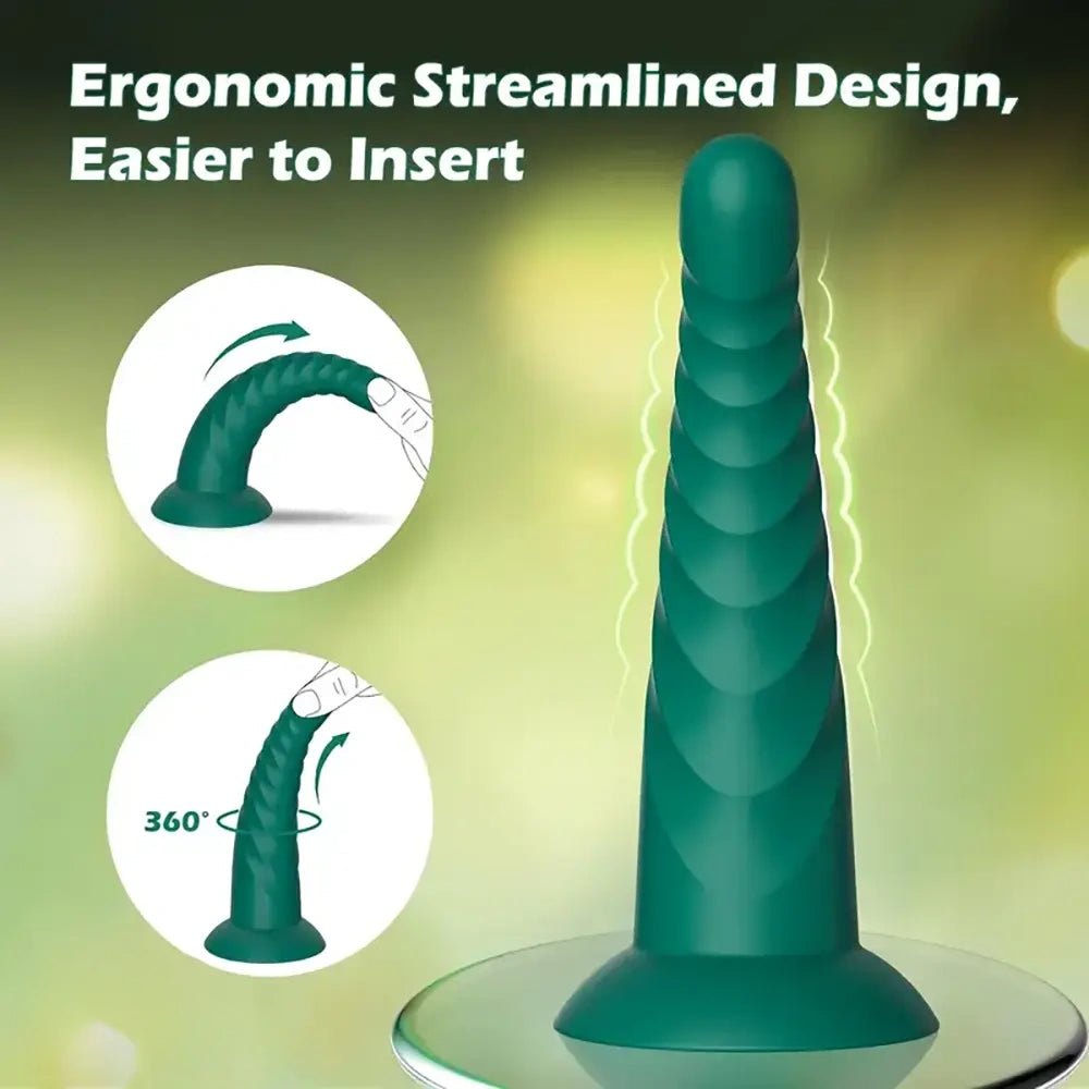 Spiral Ribbed Silicone Anal Dildo - Beginner Anal Toy