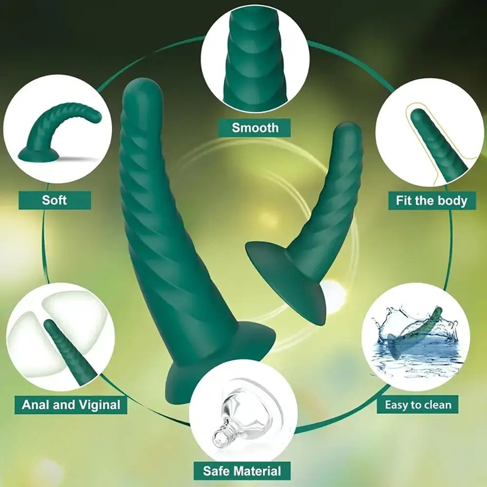Spiral Ribbed Silicone Anal Dildo - Beginner Anal Toy