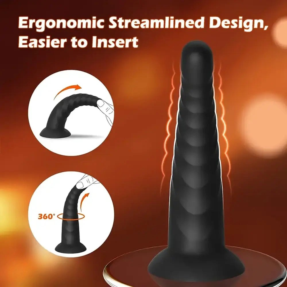 Spiral Ribbed Silicone Anal Dildo - Beginner Anal Toy