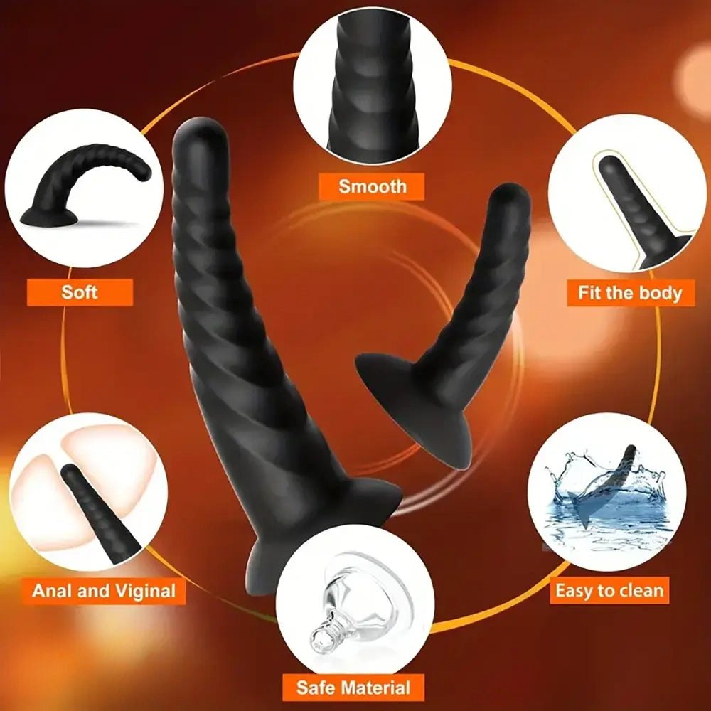 Spiral Ribbed Silicone Anal Dildo - Beginner Anal Toy