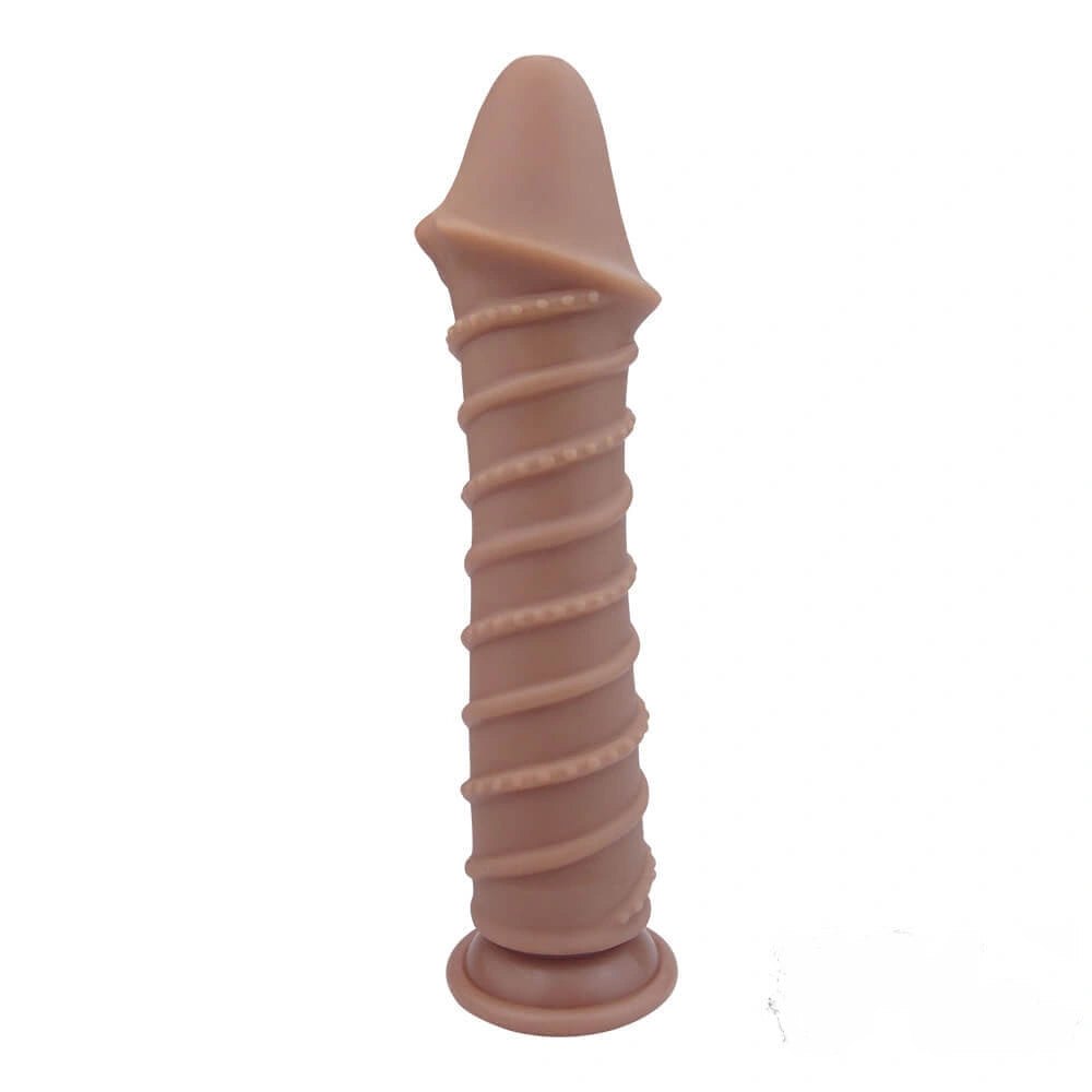 Spiral Ribbed Silicone Dildo - Suction Cup Dildo