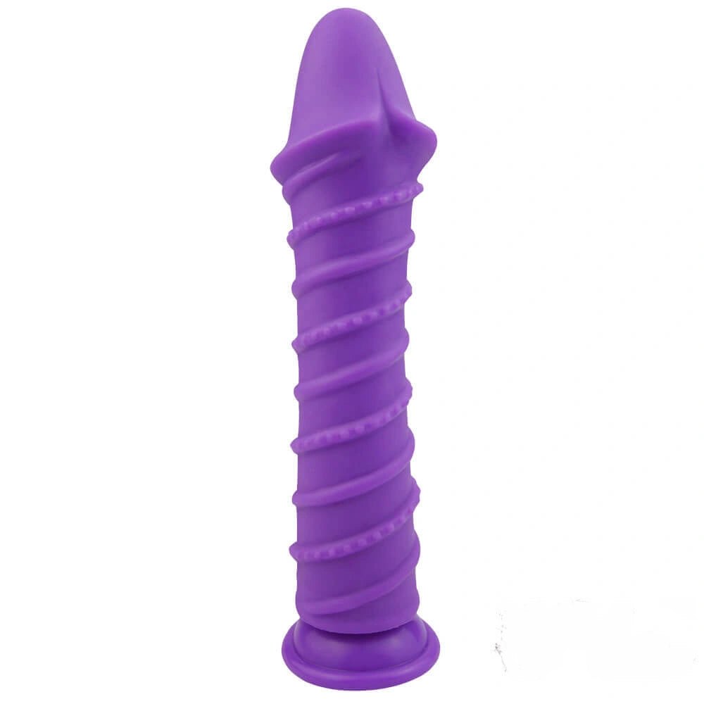 Spiral Ribbed Silicone Dildo - Suction Cup Dildo