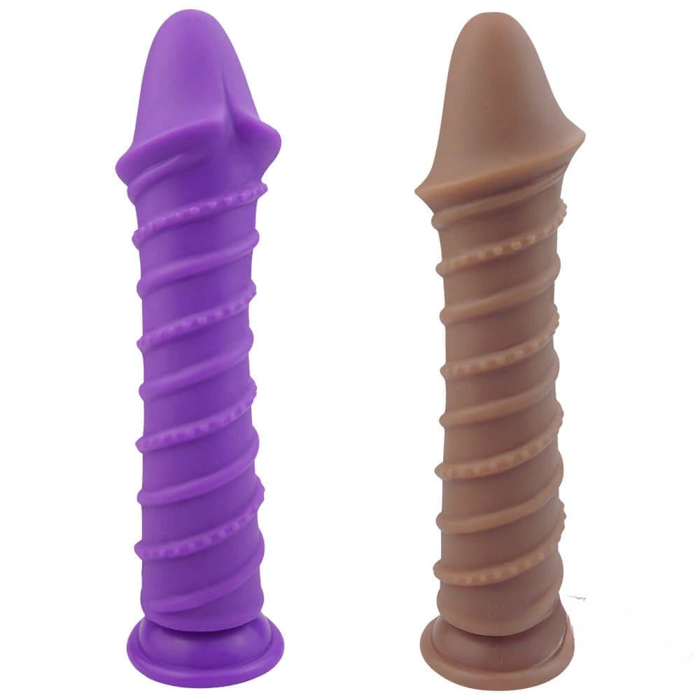 Spiral Ribbed Silicone Dildo - Suction Cup Dildo