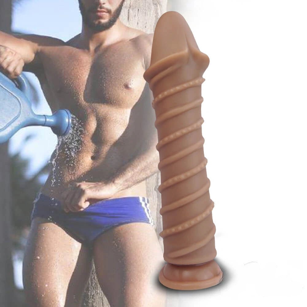 Spiral Ribbed Silicone Dildo - Suction Cup Dildo