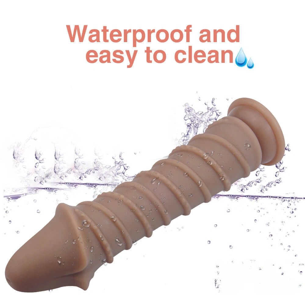 Spiral Ribbed Silicone Dildo - Suction Cup Dildo