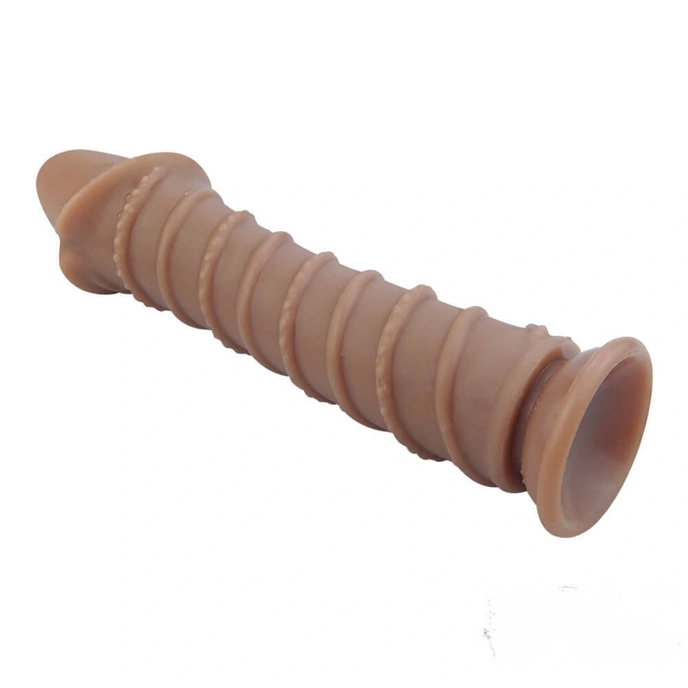 Spiral Ribbed Silicone Dildo - Suction Cup Dildo
